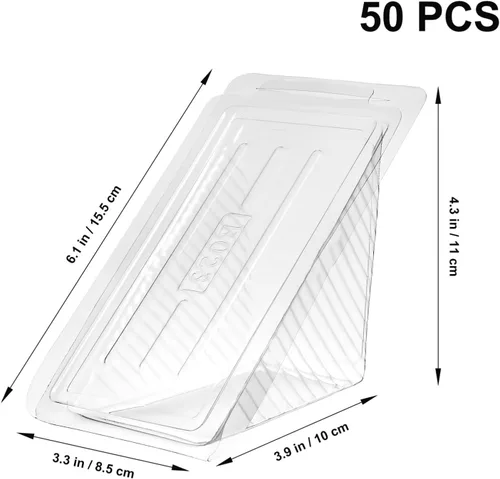Miniatura 3 de DOITOOL Sandwich Case 50PCS Caja de embalaje de sándwich de plástico, recipientes de magdalena triángulo transparente para panadería, restaurante
