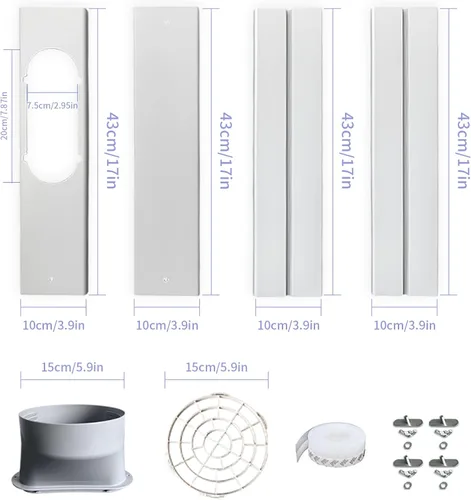 Miniatura 3 de Kit de accesorios de aire acondicionado portátil - Manguera de escape universal, placa de sellado de ventana y juego de adaptadores para conexiones