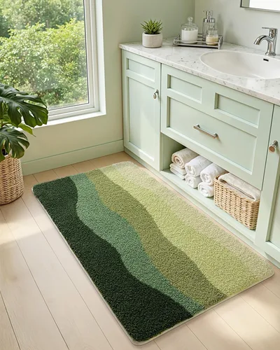 Miniatura 5 de DEXI Alfombras de baño antideslizantes, de 16 x 24 pulgadas, lavables de microfibra, tapete de baño de secado rápido, absorbente ultra suave