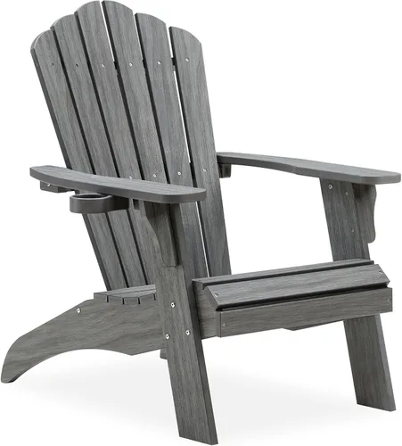 Miniatura 13 de Psilvam Silla Adirondack, silla para hoguera de madera de polietileno de gran tamaño con soporte para tazas, sillas de patio de soporte de 350 Blanco