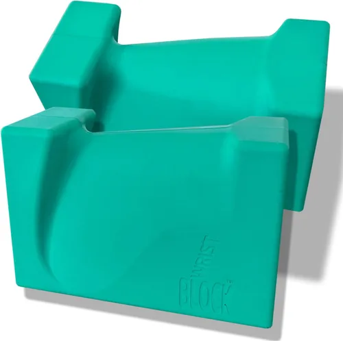 WRIST BLOCK™ La evolución definitiva en bloques de yoga de alta calidad (juego de 2, verde azulado) - Diseñado para eliminar la tensión de la muñeca