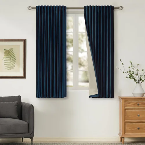 Miniatura 34 de Cortinas opacas de terciopelo dorado de 108 pulgadas para sala de estar, totalmente opacas, elegantes, 2 paneles con pestaña trasera, aislamiento