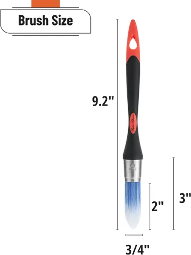 Miniatura 2 de Bates - Brocha para recortar, 0.75 pulgadas, pincel pequeño, pinceles de recorte, pinceles de pintura para paredes, rojo y negro Rojo-Negro