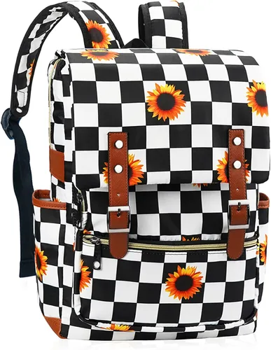 MCWTH Mochila vintage para laptop para mujeres y hombres, bolsas escolares delgadas de 15.6 pulgadas con puerto de carga USB para estudiantes