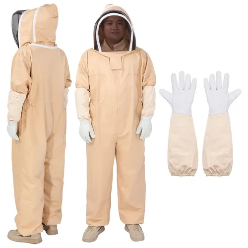 HARFINGTON Traje de abeja para hombres y mujeres, L trajes de apicultura con guante y velo capucha, trajes de abeja para hombres, a prueba de patio