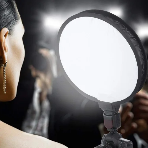 Miniatura 2 de Difusor Softbox, difusor portátil plegable de nailon de forma redonda de 15.7 in con una bolsa de almacenamiento para luz de flash de cámara