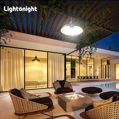Miniatura 5 de Lightonight Luz Solar para Cobertizo Luz Colgante Exterior con Panel Solar de 4000mAh Cálida/Blanca Regulable con Control Remoto, Luz Colgante