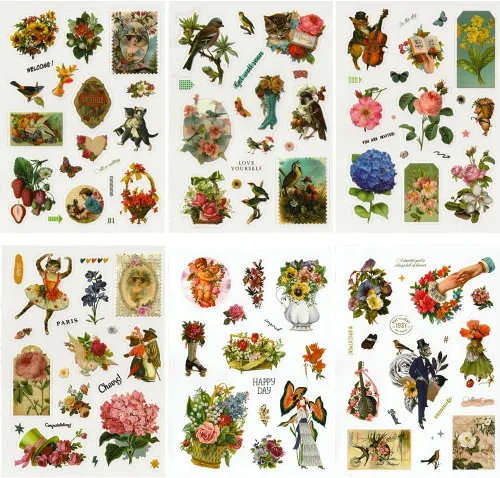 Miniatura 3 de BLEDS Calcomanías para Álbumes de Recortes, Libro de Calcomanías de Plantas y Hongos con Calcomanías Estéticas Ephemera, Suministros de Journaling