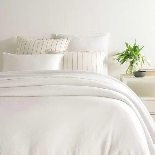 Miniatura 6 de Pine Cone Hill Faye Linen Dove - Funda de edredón blanca, tamaño europeo, patrón sólido neutro/blanco Dove White