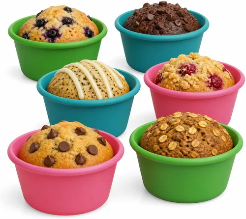 Miniatura 7 de Bakerpan Forros de silicona para magdalenas grandes para hornear, juego de 8 tazas grandes de 3.5 pulgadas para freidora de aire y forros