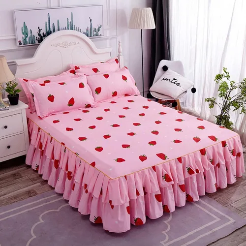 Miniatura 8 de Feelyou Sábana bajera ajustable con estampado floral de flores, 3 coberturas laterales, 14 pulgadas, caída de polvo y volantes, falda de cama