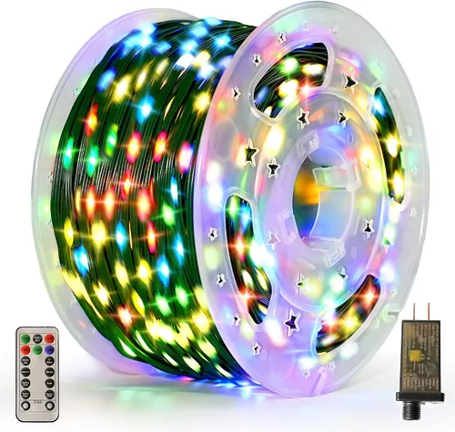 Miniatura 10 de Luces de Navidad de 400 LED de 131 pies, IP67 impermeables, luces Christmastree con 8 modos, control remoto, 3 temporizadores y función de memoria