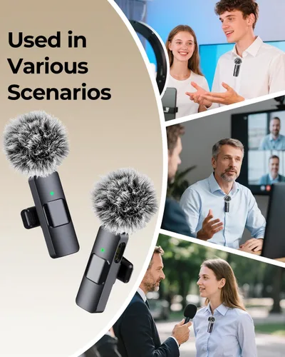 Miniatura 6 de BAILIXIN Micrófono 3 en 1 para iPhone, Android, cámara, micrófonos inalámbricos, mini micrófono, micrófono de solapa con reducción de ruido, sonido
