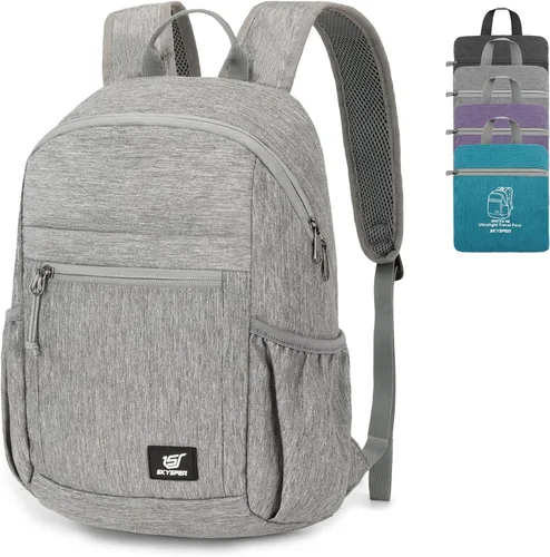 Miniatura 8 de SKYSPER Mochila de senderismo antirrobo, mochila de viaje plegable RFID de 18L, mochila plegable ligera para caminar de un día Negro