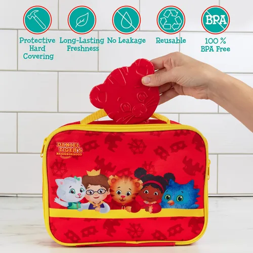 Miniatura 5 de Daniel Tiger & Friends - Paquetes de hielo duros para niños (paquete de 4 unidades) - Paquetes de congelador delgados y reutilizables - Enfriadores
