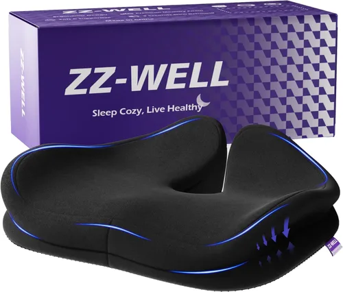 Miniatura 14 de ZZ-WELL - Cojines de asiento para sillas de oficina, cojín patentado para alivio de presión de coxis para dolor de coxis, almohadas de espuma