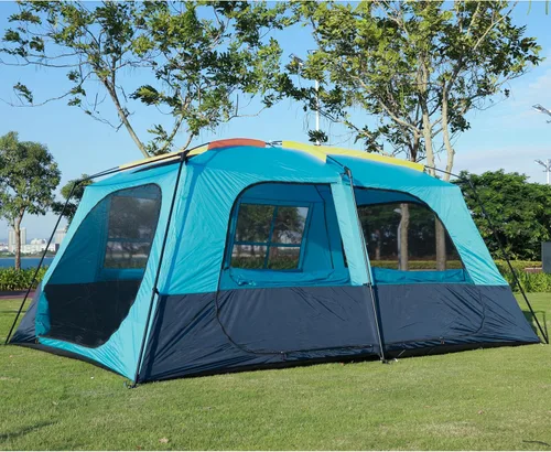 Miniatura 12 de KTT Extra Large Tent 12-14 Person,Family Cabin Tents,2 Rooms,Straight Wall,2 Doors 4 Windows with Mesh,Waterproof,Double Layer,Big Tent for Azul