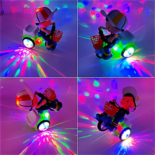 Miniatura 3 de Tipmant Triciclo Eléctrico para Bebés y Niños Pequeños Juguete de Motocicleta de Dibujos Animados Vehículo con Acrobacias, Música, Luces Luminosas