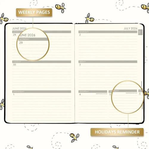 Miniatura 4 de Agenda 2026-2027 – Agenda semanal y mensual 2026-2027 con calcomanías de calendario, julio 2026 a junio 2027, 5.75 x 8.25 pulgadas, piel saffiano