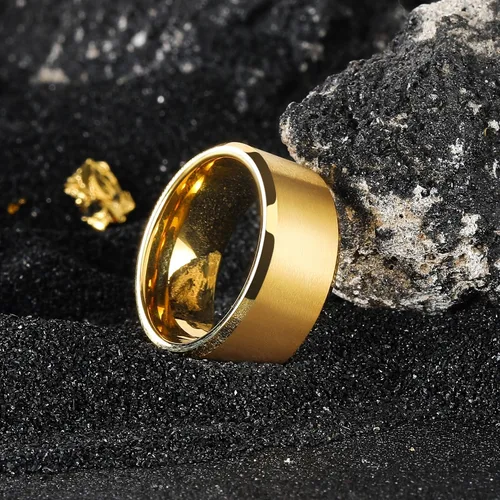 Miniatura 182 de King Will Anillo de boda de tungsteno para hombre, disponible en 15/64 a 25/64 de pulgada (6 a 10 mm), negro/plata, acabado mate, borde pulido