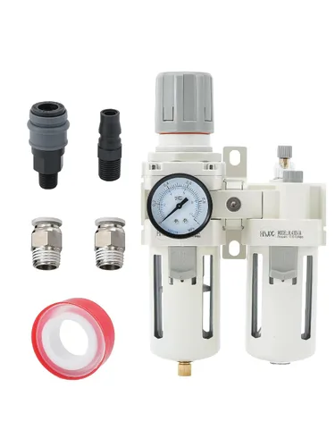 Miniatura 8 de Regulador de filtro de aire comprimido PT de 1/2 pulgada Lubricador Combo Separador de trampa de agua/aceite Regulador de presión Filtro de aire