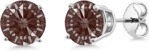 Miniatura 72 de Gem Stone King Aretes de plata de ley 925 con piedra natal redonda de 0.276 in para mujer