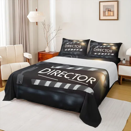 Miniatura 11 de Erosebridal Juego de sábanas de cine de tamaño individual, juego de sábanas de cine vintage para niños, niñas y adultos, juego de cama de palomitas