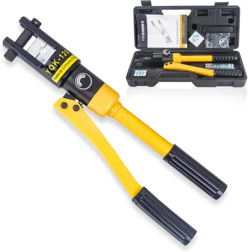 Miniatura 9 de Alicates de crimpado hidráulico de 12 toneladas de 6 AWG a 500 MCM Kit de herramientas de prensado hidráulico de mano con terminal de cable