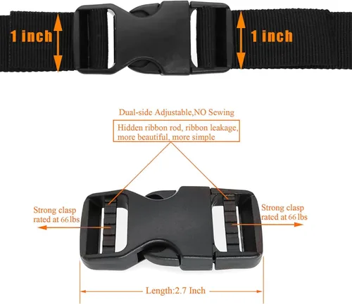 Miniatura 3 de Hebilla para correas de 1/1.5/2 pulgadas, hebillas de liberación lateral, clip de plástico ajustable para correa de equipaje, collar de reemplazo