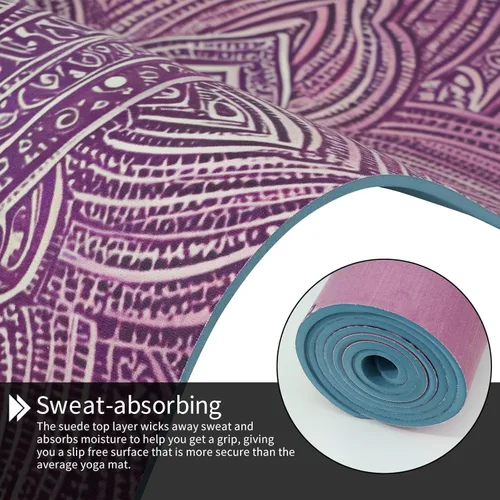Miniatura 3 de Printed Yoga Mat 72" x 24" Thick 6mm Non-Slip Fitness Exercise Exercise Mat with Strap for Women Men Yoga Pilates Workout Gym Floor Workout