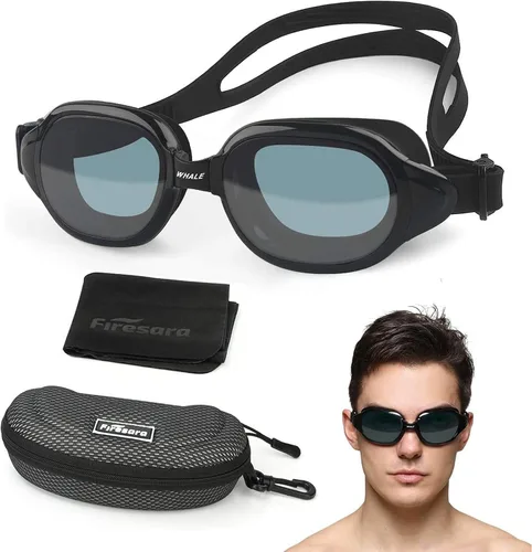 Miniatura 10 de Firesara - Gafas de natación, sin fugas, marco grande, vista amplia, piscina para mujeres y hombres Rosa encendido