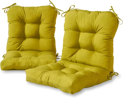 Miniatura 56 de Cojines para silla de exterior con bisagras, diseño de una sola pieza, cojín reversible para asiento y respaldo de patio con lazos, tela