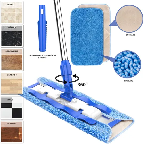 Miniatura 3 de MR.SIGA Trapeador profesional de microfibra para limpieza de pisos de madera dura, laminado y azulejos, mango telescópico de acero inoxidable