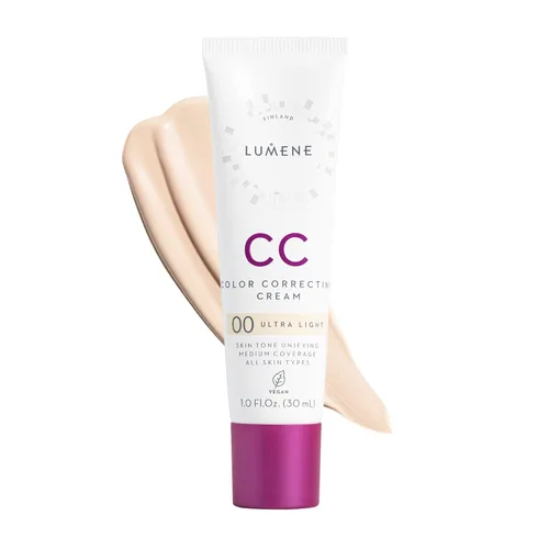 Lumene Crema CC Correctora de Color - Base Ligera - Cobertura Media - Maquillaje Facial Reductor de Enrojecimiento para Tez Radiante - Fórmula