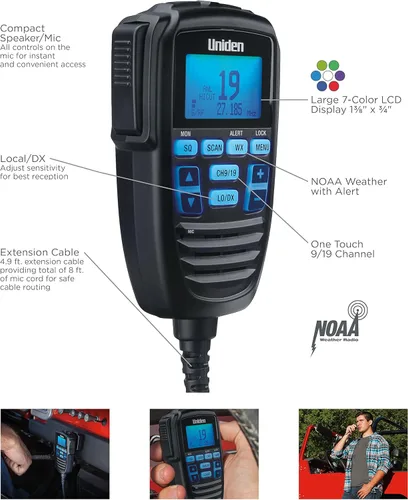 Miniatura 7 de Uniden CMX760 Bearcat Off Road Series - Radio CB móvil compacta, operación de 40 canales, ultracompacta para un fácil montaje, gran pantalla LCD