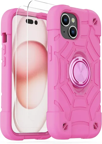 Miniatura 31 de KCJ Funda para iPhone SE 2022/2020, iPhone 8/7/6/6S, con [2×Protectores de Pantalla][Soporte de Anillo] Silicona Suave+PC Duro Protección Completa