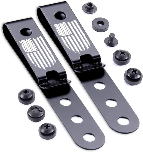 Miniatura 29 de HolsterSmith - Clip universal de metal para cinturón para hacer fundas, modelo 5, (3 agujeros), color negro táctico