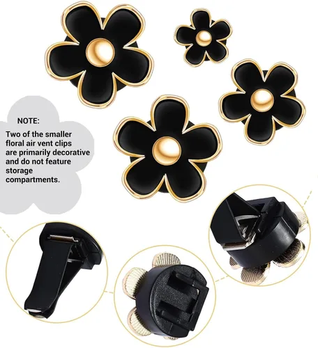 Miniatura 3 de Clips de ventilación para ambientador de auto con flores de margarita, 4 piezas de lindos accesorios para auto para mujeres, decoración femenina