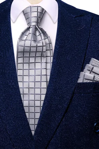 Miniatura 108 de Dubulle Corbata tejida de cachemira para hombre y gemelos de pañuelo para hombre, conjunto de gemelos para boda formal y negocios