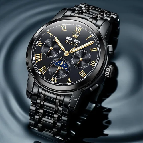Miniatura 6 de OLEVS Relojes para hombre automático mecánico de cuerda automática reloj de pulsera multifunción calendario impermeable luminoso