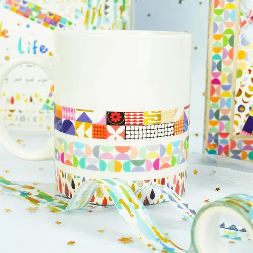 Miniatura 6 de Bonito juego de 12 rollos de cinta washi de papel de aluminio dorado para dibujo de dibujos animados, cintas decorativas para artes, manualidades