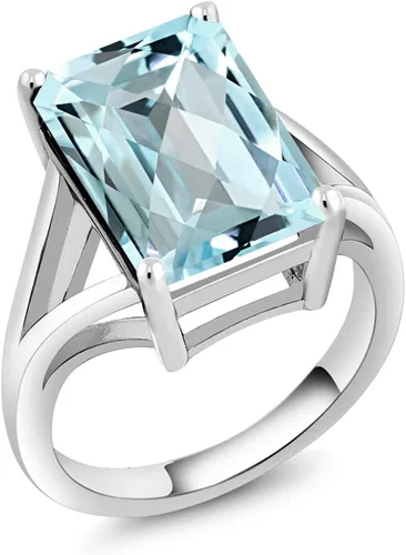 Miniatura 14 de Gem Stone King Anillo de compromiso solitario con piedra preciosa de corte esmeralda de 0.551 x 0.394 in para mujer, plata de ley 925, anillo