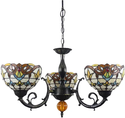 Miniatura 4 de Lámpara de techo estilo Tiffany estilo barroco, múltiples cabezales, estilo victoriano, hecha a mano, pantalla de vitral, lámpara colgante