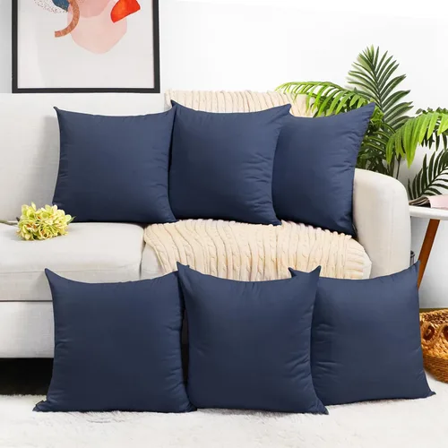 Miniatura 38 de Coddsmz Paquete de 6 fundas de almohada decorativas 100% algodón, fundas de cojín cuadradas de Navidad sólidas para el hogar, cama, sofá, día