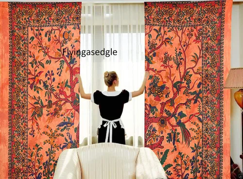 Miniatura 21 de Cortinas de ventana de mandala hippie indio, gitano, bohemio, sol, luna, hermosas cortinas para dormitorio, sala de estar, balcón, cenefa