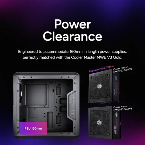 Miniatura 5 de Cooler Master MasterBox Q300L Torre Micro-ATX con filtro de polvo de diseño magnético, panel lateral acrílico transparente, E/S ajustable y flujo