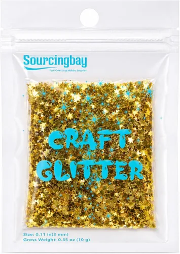 Miniatura 5 de Sourcingbay Stars Glitter 3mm PVC Holographic Gold Star Glitter for Resin Craft Nail Art Makeup Party Decoration 0.3oz