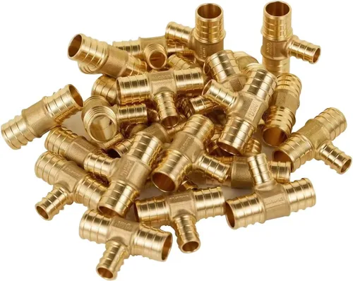 Miniatura 11 de Paquete de 2 accesorios de engarce de latón reductor Pex de 3/4 pulgadas x 3/4 pulgadas x 1/2 pulgadas, ASTM F1807, (PEX1807077-2PCS)