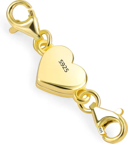 Collar magnético de corazón de oro de 14 quilates, cierres y cierres de plata de ley 925, cierre de langosta doble, cierres magnéticos de joyería
