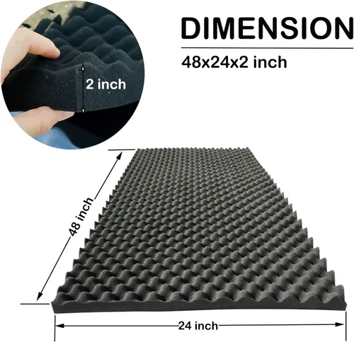 Miniatura 4 de 4 PCS Paneles Acústicos, 48''X24''X2'' Paneles de Pared de Espuma Insonorizante Tipo Huevera, Espuma de Alta Densidad Ignífuga para Cancelación